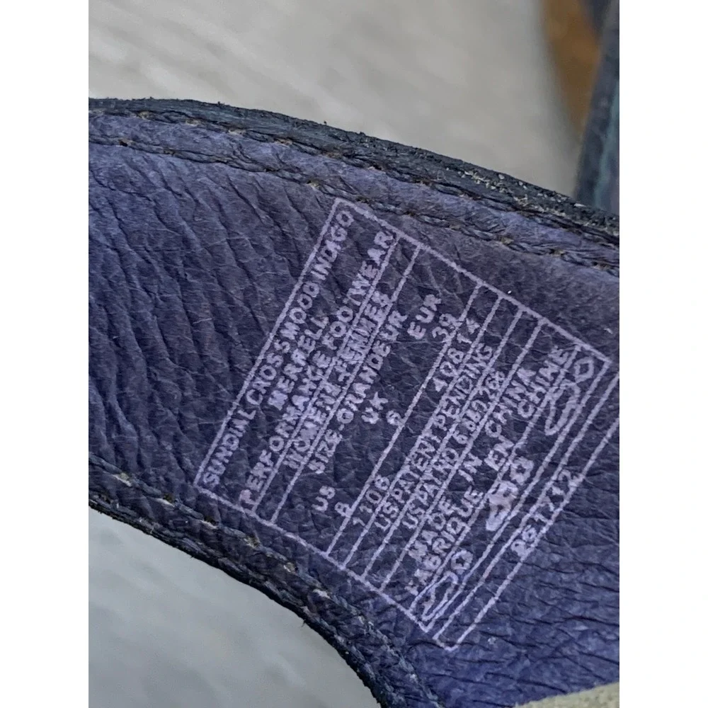 Merrell Sundial Cross Mood Indigo Blue Leather Strappy Wedge Sandals Women's 8